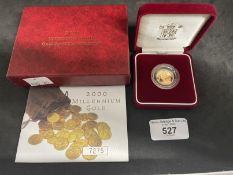 Coins/Numismatics: Royal Mint Queen Elizabeth II 2000 gold proof half sovereign coin, cased with