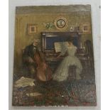 William Banks Fortescue (1850-1924): Oil on canvas, interior with cellist and pianist depicting