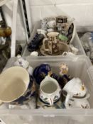 Ceramics: Coalport figurine, Dresden bowl with pierced rim painted with birds Imari items, good