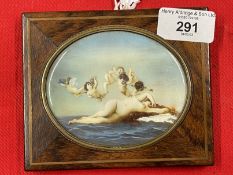 Continental School: Oval miniature, Venus and cherubs in a walnut frame. 3ins. x 3¾ins. Ivory