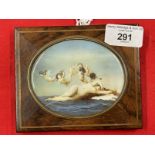 Continental School: Oval miniature, Venus and cherubs in a walnut frame. 3ins. x 3¾ins. Ivory