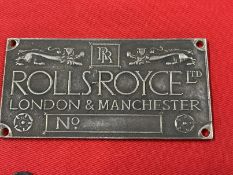 Automobilia: The Raymond Lippiatt Collection. Rolls Royce and Bentley plates and fittings