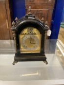 Clocks: Late 19th cent. Ebonised bracket clock Winterhalder & Hofmeier, decorated with brass