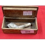 Collectables/Boxes: French P.O.W. snuff box, wood covered in pressed leather depicting a humorous