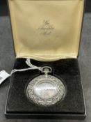 Watches: Franklin Mint Swiss silver limited edition half hunters case pocket watch, boxed. 2¼ins.