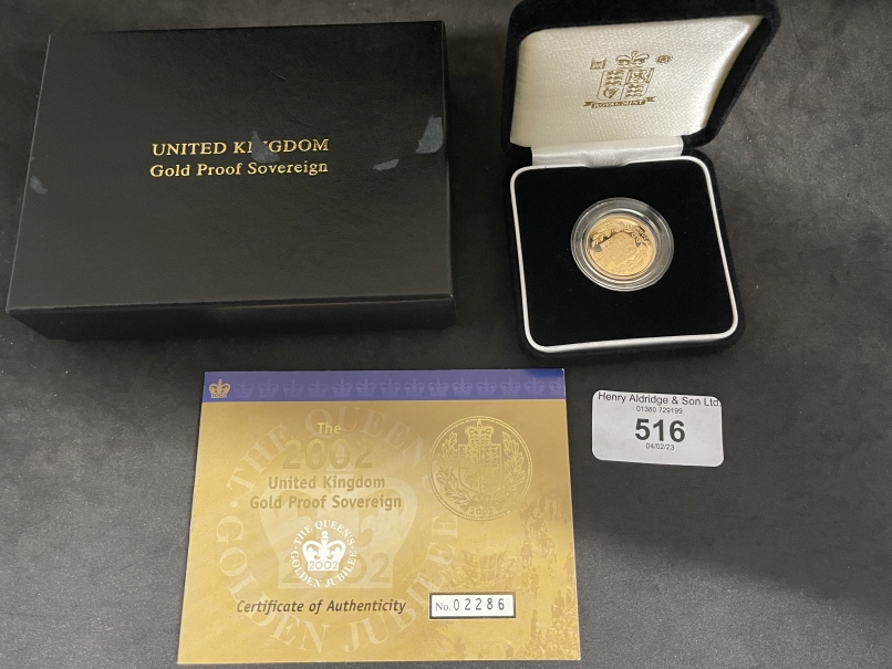 Coins/Numismatics: Elizabeth II, 1953-2022. Gold sovereign, 2002. Royal Mint. Proof. Commemorating