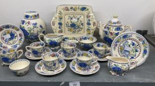 20th cent. Ceramics: Masons Ironstone Regency pattern tea set comprising serving plate, tea plates x