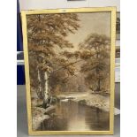 Edward John Duval (1876-1916): Watercolour, a river scene, signed and dated 1881, framed. Very small