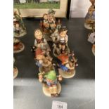20th cent. Ceramics: 1960s Goebel Hummel figurines Happy Pastime, Little Goat Herder, Eventide,