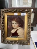 19th cent. Crystoleum portrait of a child signed lower left Ludwig Knaus 1882, in gilt frame.