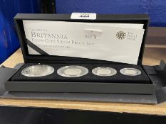 Coins/Numismatics ROYAL MINT; 2010 UK Britannia four-coin silver proof set, comprising £2, £1, 50p