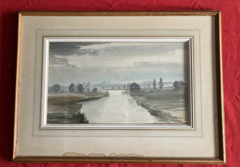 Roy Beddington (1910-1995): Watercolour Fishing on the River Test, signed lower right, framed and - Image 7 of 7