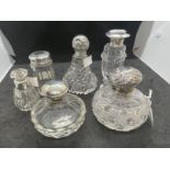 Hallmarked Silver: Glass scent bottles, cut glass bottle with silver top London, Mappin & Webb 1909.