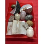 Geological Sample/ Specimens: Feldspars, half geode rock crystals, fluorite, polished egg shaped