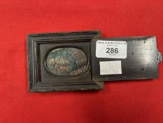 Continental School: Miniature of a Biblical scene on copper contained in a treen box with sliding