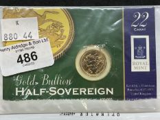 Coins/Numismatics: Elizabeth II 2001 Gold Bullion Half Sovereign in sealed Royal Mint Bag/