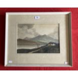 Rex. F. Hopes British (Bristol Savages) 1890-1982: Watercolour, cottage lake and mountains, signed