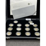 Coins/Numismatics: Royal Mint One Pound Coin 25th Anniversary silver proof collection, of fourteen