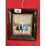 English School: 19th cent. Girl with cat purported to be by Queen Victoria. Provenance Lady in