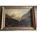 Continental School: 19th cent. Alpine study of mountains, framed. 30ins. x 20ins.