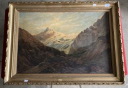 Continental School: 19th cent. Alpine study of mountains, framed. 30ins. x 20ins.