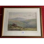 Harold Sutton Palmer (1854-1933): Watercolour, sheep on a moor and a valley beyond, signed and dated