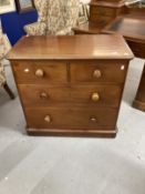 Late 19th/early 20th cent. Mahogany two over two chest of drawers, replacement handles, curved