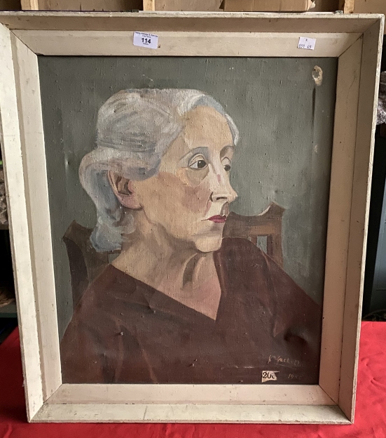 Geoffrey N. Gaskell: Oil on canvas lady in chair, signed lower right, dated 1958, framed. 23ins. x