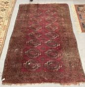 Carpets & Rugs: 19th cent. Persian style rug, red ground with eleven borders and a central panel
