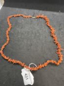 Jewellery: Necklet branch coral. Length 32ins.