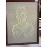 Royal Memorabilia: Coronation 1953 Queen Elizabeth blind relief portrait in an easel frame. 23¾