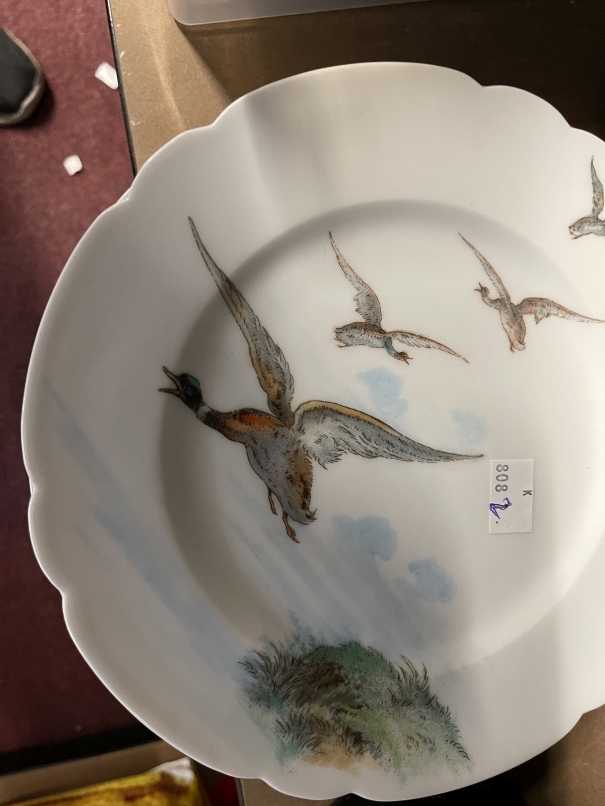 Paris porcelain hand painted plates each depicting a different hunting scene marked with impressed N - Image 3 of 3