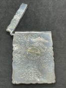 Hallmarked Silver: 19th cent. Card case engraved with a floral design. 1.5ozt.