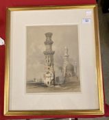 Louis Haghe after David Roberts, coloured lithograph, ruined Mosques in the desert west of the