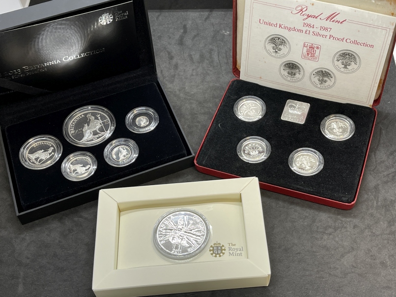 Royal Mint: 2013 UK Britannia Collection five coin silver proof set; 10p, 20p, 50p, £1 and £2