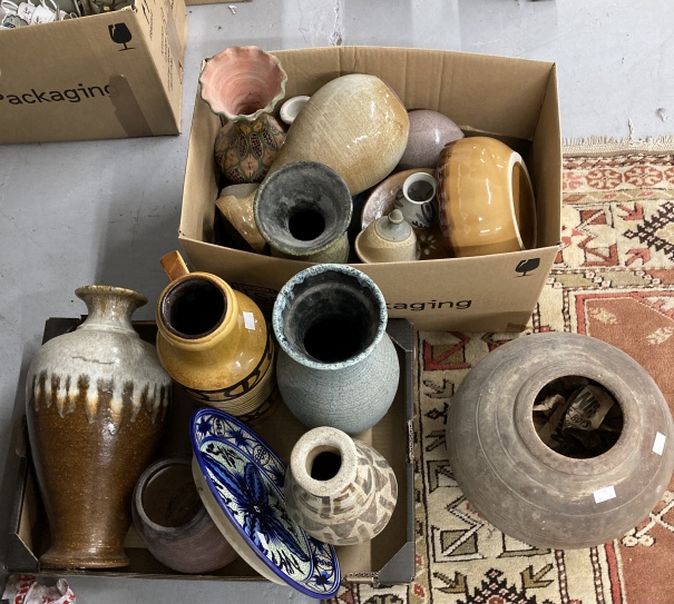 Ceramics: Studio pottery, etc. Various glazed vases, bowls, terracotta pot, etc. (2 boxes) - Image 3 of 3