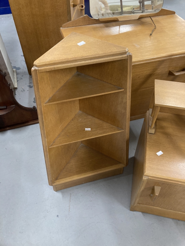 20th cent. Light oak G-Plan bedroom furniture comprising five drawer chest of drawers, 30ins. x - Image 9 of 11