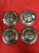 Militaria: Third Reich 1930s silver plated circular lids with engraved LAH to each. The LAH refers
