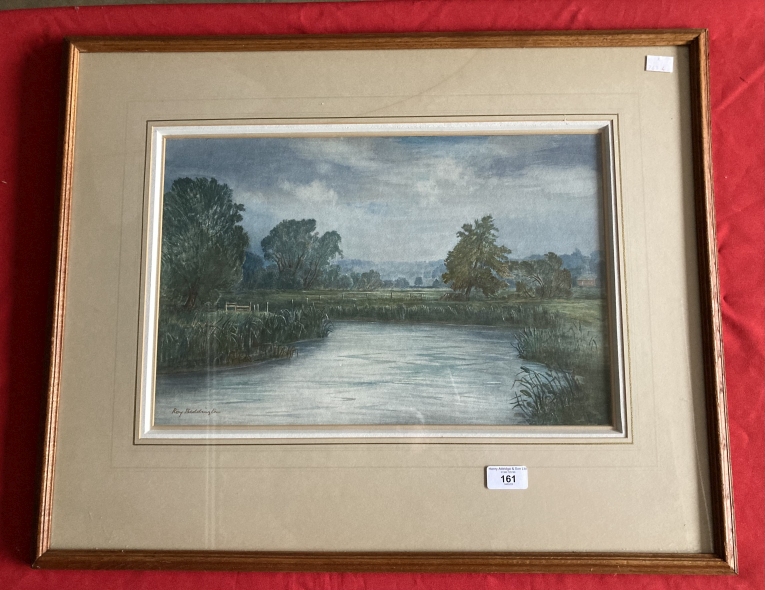 Roy Beddington (1910-1995): Watercolour Fishing on the River Test, signed lower right, framed and