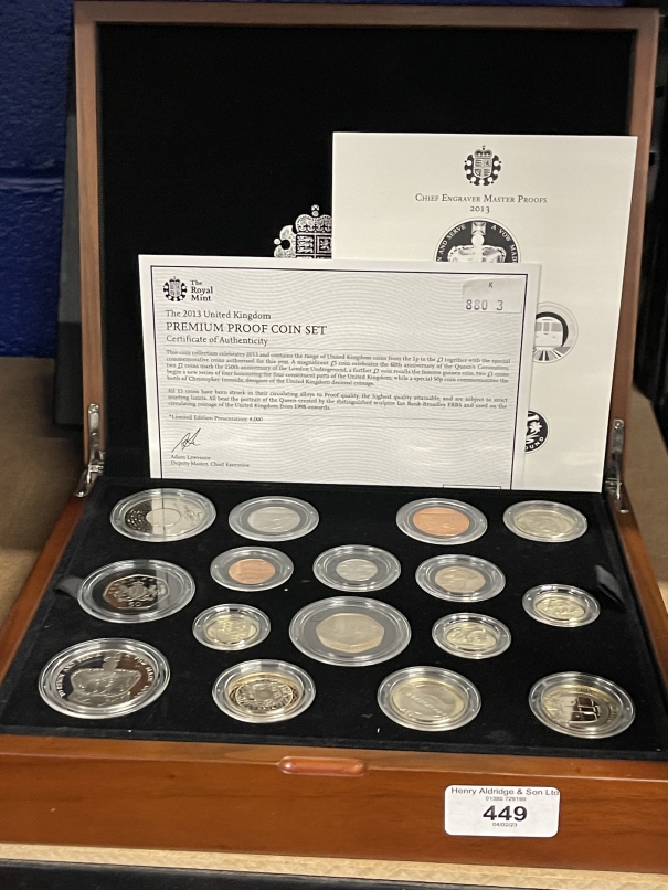 Coins/Numismatics: Royal Mint Elizabeth II premium proof coin collection 2013, a sixteen-coin set in