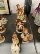 20th cent. Ceramics: 1960s Goebel Hummel figurines, She Loves Me She Loves Me Not, Goosegirl,