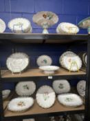 19th cent. English porcelain fruit dessert service, painted botanical decoration each named to base.