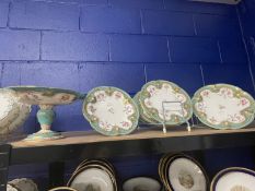 19th cent. English porcelain part dessert service decorated with flowers and gilt swags, pair of