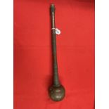 Tribal Art: Zulu Knobkerrie with onion shape head and copper and brass wire bound handle