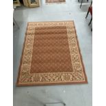 Carpets & Rugs: 20th cent. Belgian made Ambiente carpet, dark pink ground with ivory floral