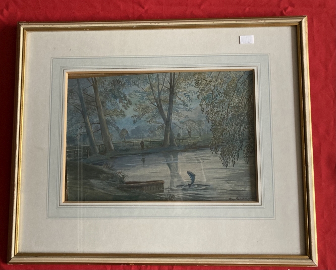 Roy Beddington (1910-1995): Watercolour Fishing on the River Test, signed lower right, framed and - Image 4 of 7