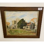 Militaria/Paintings: Watercolour, Longworth Church Berkshire signed Anton Zurn 47, written in pencil