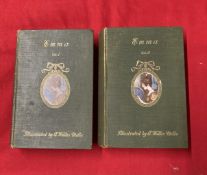 Books: Jane Austen - Emma - Volumes 1 and 2 Chatto & Windus 1910 green cloth cover with roundel