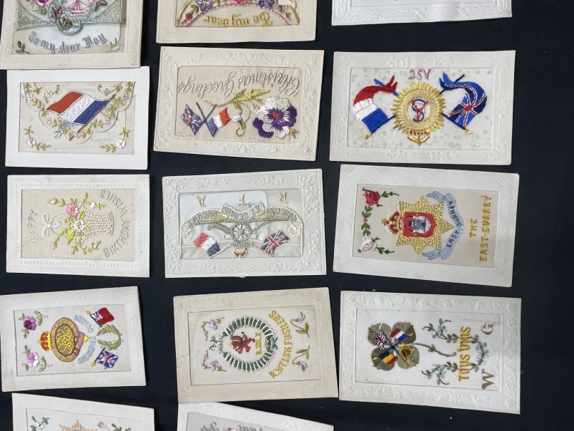Militaria: WWI silk postcards including East Surrey Regt ASC, East Lancashire Regt, Royal Engineers, - Image 3 of 4
