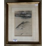 Robin Armstrong 1947 watercolour, Cod Fishing, signed in pencil Robin Armstrong 87, framed and